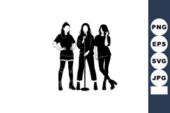 Three young women singing with microphone vector illustratio Product Image 1