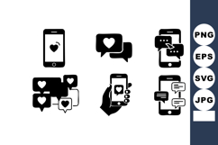 Mobile phone communication icons with heart and message symb Product Image 1