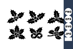 Holly Leaves and Berries Vector Set with Christmas Symbols B Product Image 1