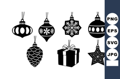 Christmas holiday decorations vector set with gift box pine Product Image 1