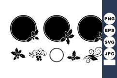 Holly berry round frames with decorative swirls and leaves v Product Image 1