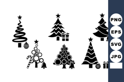 Christmas tree silhouettes with stars gifts bells and candy Product Image 1