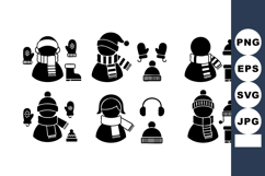 Winter clothing accessories vector with hats scarves mittens Product Image 1