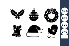 Christmas holiday icons set with holly, ornament, wreath, be Product Image 1