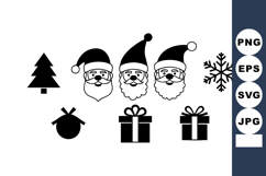 Christmas holiday icons with Santa faces tree snowflake gift Product Image 1
