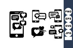 Mobile phone love messages and chat bubbles vector illustrat Product Image 1