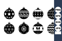 Christmas ornament vector set with black and white patterns Product Image 1