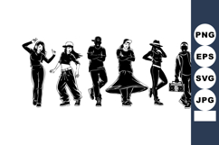 Group of diverse young dancers in dynamic poses black and wh Product Image 1
