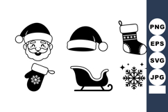 Santa Claus Hat Sleigh Stocking Snowflake Christmas Icon Set Product Image 1