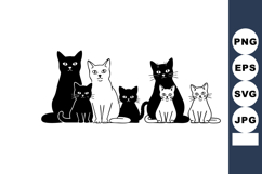Group of black and white cats sitting together vector illust Product Image 1