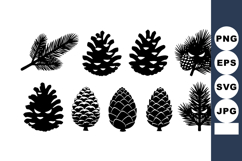 Pine cones and pine needles silhouette vector illustration i Product Image 1