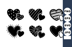 Black and white patterned hearts vector illustration with sm Product Image 1