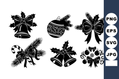 Christmas holiday decorations vector set with bows holly bel Product Image 1