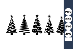 Christmas tree set with star decorations in black silhouette Product Image 1