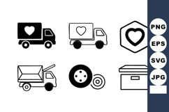 Delivery trucks with heart symbols and packaging box vector Product Image 1