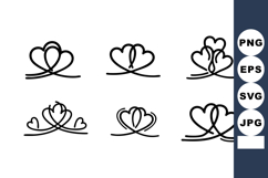 Romantic heart shapes vector set with intertwined love symbo Product Image 1