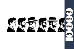 Male profile hairstyles and beard styles vector illustration Product Image 1