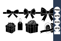 Black Ribbon Bows and Gift Boxes with Tags and Roll for Deco Product Image 1