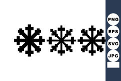Black geometric snowflake icons set symmetrical winter shape Product Image 1