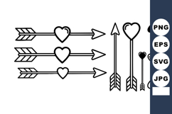 Heart shaped arrows vector set with different sizes and desi Product Image 1