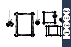 Rustic wooden frames with hanging heart decorations vector i Product Image 1