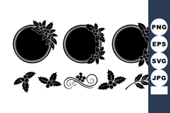 Holly wreath frames and decorative borders with leaves and b Product Image 1