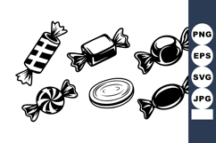Assorted black and white candy sweets vector illustration wi Product Image 1
