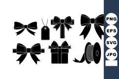 Black Ribbon Bows and Gift Wrapping Elements Vector Illustra Product Image 1