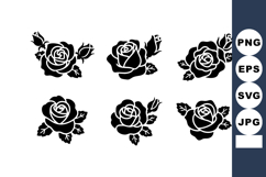 Black Rose Floral Silhouettes Vector Set for Design and Deco Product Image 1