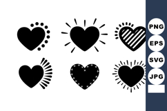 Heart icons set with different decorative shapes and styles Product Image 1