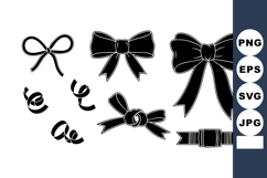 Black Ribbon Bow Vector Collection with Decorative Curled Ri Product Image 1