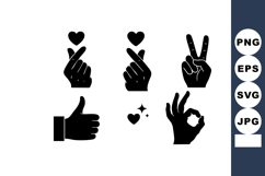 Hand Gesture Icons Showing Love Peace Approval and Positivit Product Image 1