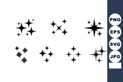 Set of black sparkle stars vector illustration with shiny ef Product Image 1