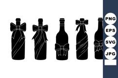 Decorative wine bottles with bows and ribbons vector illustr Product Image 1