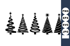 Christmas tree silhouette vector set with star tops and spir Product Image 1