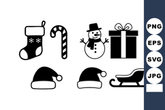 Christmas holiday icons including stocking candy cane snowma Product Image 1
