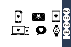 Heart notification icons on smartphone tablet laptop smartwa Product Image 1