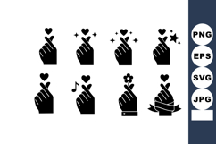 Hand gesture icons with hearts and decorative elements for l Product Image 1