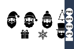 Christmas holiday bearded men with hats and festive icons ve Product Image 1
