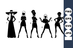 Silhouettes of fashionable women poses vector illustration i Product Image 1