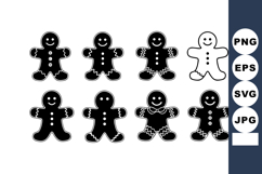 Gingerbread Man Cookie Vector Illustration with Black and Wh Product Image 1