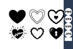 Heart icons set with various styles including solid, outline Product Image 1