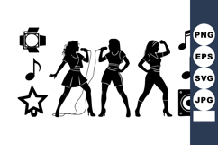 Female singers dancing and performing with music notes and s Product Image 1