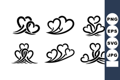 Abstract heart shapes vector collection in black simple line Product Image 1