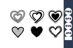 Heart shapes collection with various hand-drawn styles and p Product Image 1