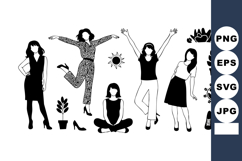 Women silhouettes with plants and nature elements vector ill Product Image 1