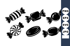 Assorted wrapped candies vector illustration in black and wh Product Image 1