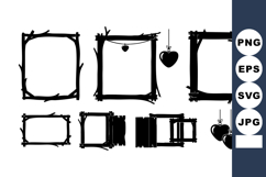 Grunge black heart frames and decorative border vector set w Product Image 1