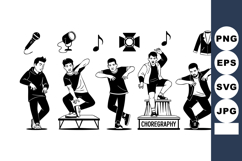 Male hip hop dancer choreography black and white vector illu Product Image 1
