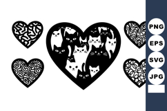 Heart shaped designs featuring multiple cats and decorative Product Image 1